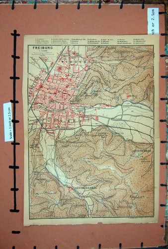 Old antique print map 1900 - antique,