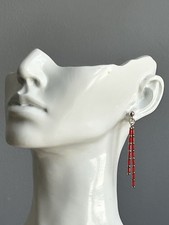 Vintage 925 Silver Coral Double Drop Earrings
