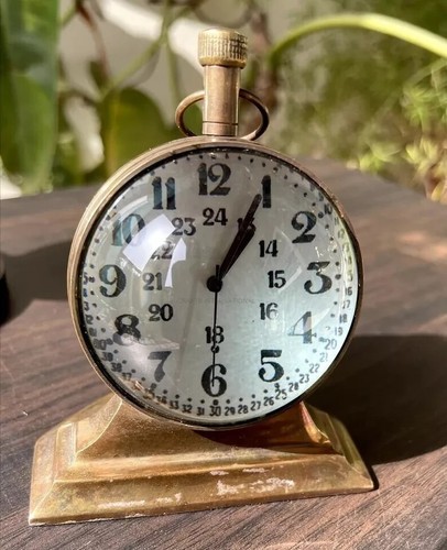 Antique brass table clock - clock, desk