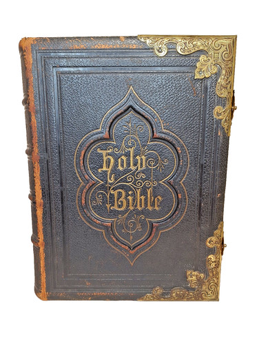 Huge antique clasped bible - antique,