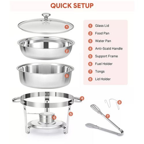 6qt round chafing - round,