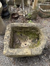 18th C Large Carved Stone square shape Trough Planter Cotswold stone carved 