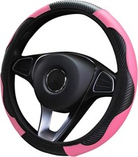 VidFair Car Steering Wheel Cover Leather,Anti-slip ZY-VF Pink1 