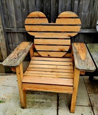*Mickey Mouse* Wooden Garden Chair, Disney Patio Furniture, Rustic, Solid Wood