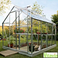 Toughened Glass Greenhouse With Steel Perimeter Base Strong Aluminium Frame