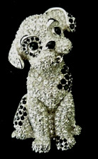 Swarovski Crystal Dalmatian Puppy Dog Rhodium Plated Brooch With Pouch & Leaflet