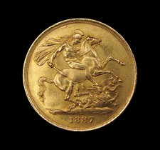 VICTORIA 1887 GOLD DOUBLE SOVEREIGN / TWO POUNDS - GEF