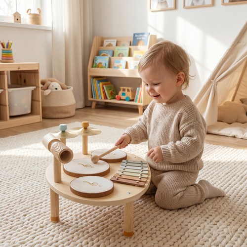 Baby drum kit wooden kids - wooden,