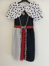 George / Asda Girls Villains Cruella de Vil Halloween Dress / Costume - Age 9-10