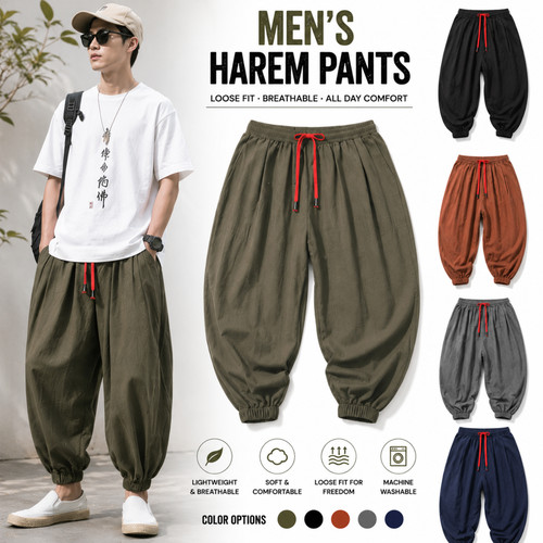 Men baggy harem pants - men,