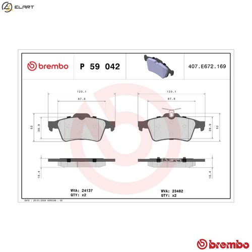 Brake pad set disc - set,