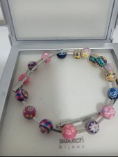 SWatch Bijoux   Silver  Tone  Necklace In Multicolour Beads.  New, Never Worn