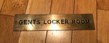 Vintage Large Brass Door Sign “Gents Locker Room”   14"X 3" (CD15)