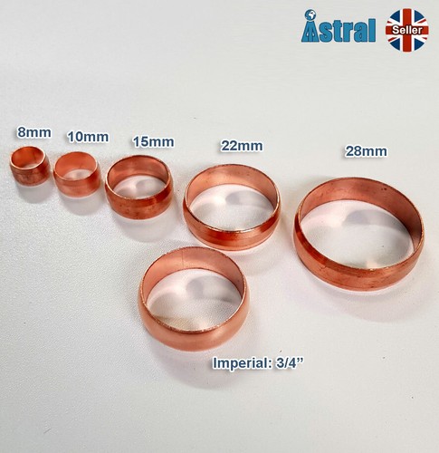 Copper compression olives 8mm - copper,