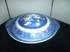 Vintage Blue willow Pattern Ridgway  Pottery Tureen 1950s