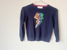 Desert Lily Blue Jumper Age 8 Sequin Lightning Bolts Unicorn Knit Warm Cosy