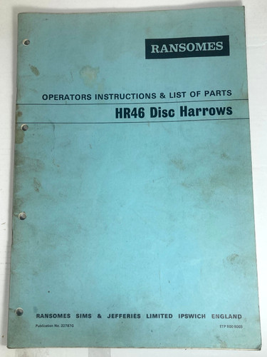 Ransomes hr46 disc harrows - disc,