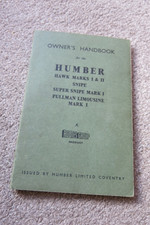 HUMBER Hawk 1 & 2,Snipe,S. Snipe, Pullman Car Owners Handbook 1952