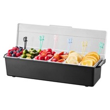 Chilled Condiment Server 6 Compartment Cold Serving Tray with Clear Lid