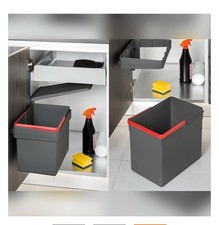 Emuca 15L Door Mounted Kitchen Cupboard Recycle Bin Anthracite Grey 