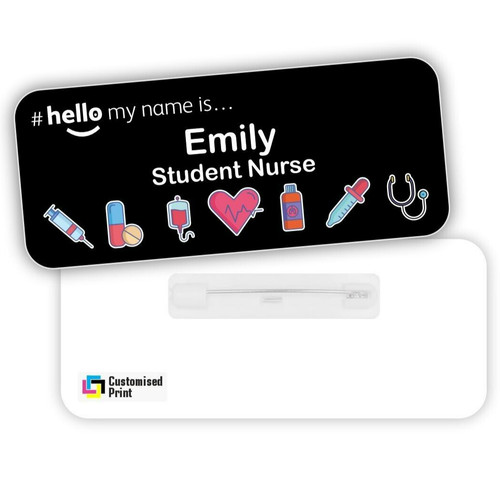 Hello name badge black - name,
