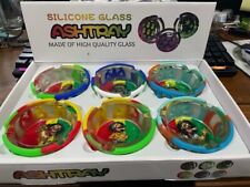 (6) 3.5 inch Bob Marley Reggae Glass & Silicone Ashtrays Rasta LQQK