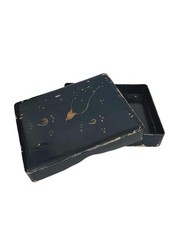 Vintage 1930s Japanese Lacquered Trinket Box, Black Lacquer Wooden Box 17 x 14cm