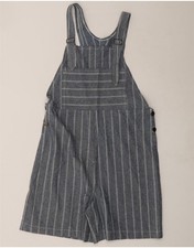 VINTAGE Womens Dungarees Shorts W32 Medium  Blue Striped YJ04