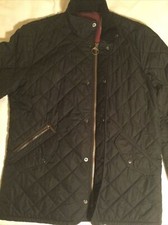 Mens Quilted Barbour Jacket With Vintage Union Jack Lining Small