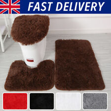 3 Piece Loop Bath Mat Ultra Soft Bathroom Rug Anti Slip Toilet Rug Pedestal Set