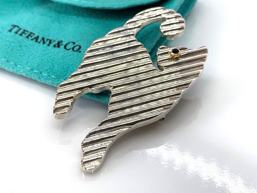 Tiffany cat brooch - cat, silver