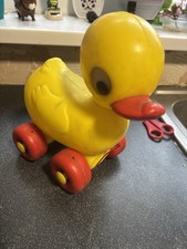 Vintage Plastic Yellow Pull Along Duck