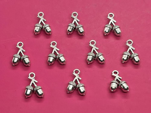 Tibetan silver acorn charm - acorn,