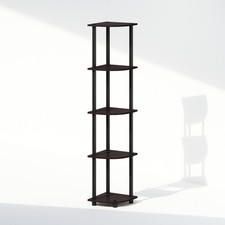 Furinno TURN-N-TUBE Corner Shelf, Corner Display Rack, Shelving Unit,Dark Walnut