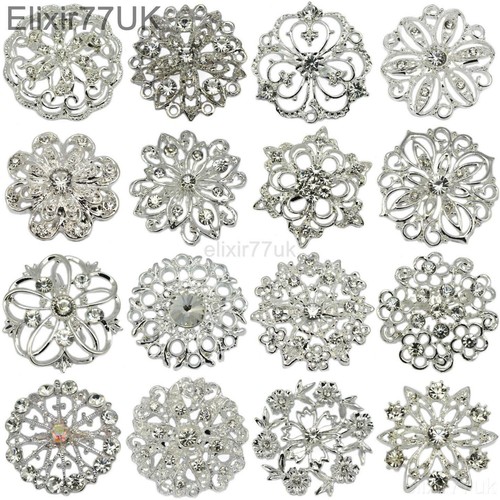 100 silver crystal brooch - silver,