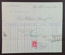1906 William Ackroyd & Co Worsted Spinners Otley Mills Invoice