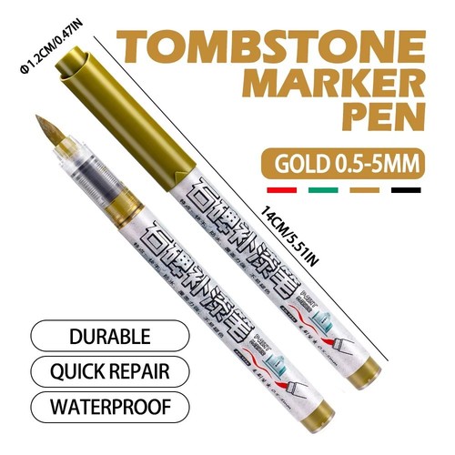 Gold tombstone marker - gold,