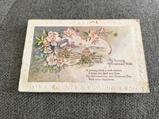 Floral Scene Poem Antique Embossed Christmas Postcard 