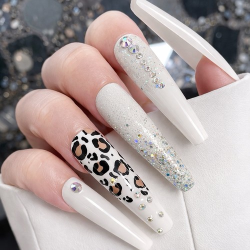 White leopard xxl ballerina - white,