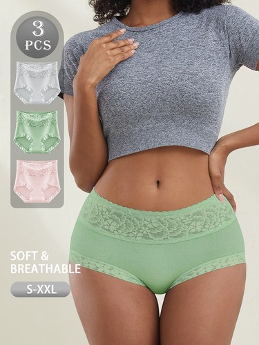 Pack sexy lace trim cotton - 3,