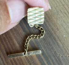 Vintage Tie Pin Tack with chain and bar, gold plated?