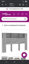 headboard king size floor standing grey wood built in shelves wall mount 