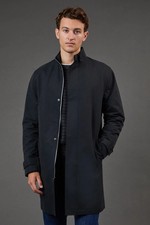 Burton Mens Rain Coat Smart Funnel Neck Mac Navy Jacket Casual
