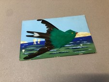 Vintage 1930s hand painted postcard using real bird feathers