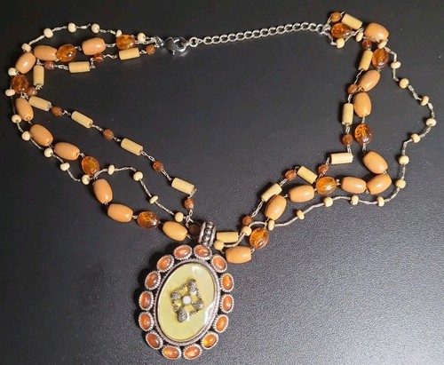 Vtg wooden stone bead - vtg, &