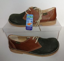 New Mens Brown Green Leather