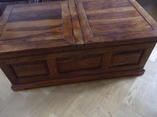 Traditional truck type storage coffee table.