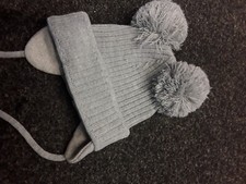 SALE NEW SATILA GREY  2 POM POM HAT STYLE MINNIE SIZE 9-18 MONTHS APPROX