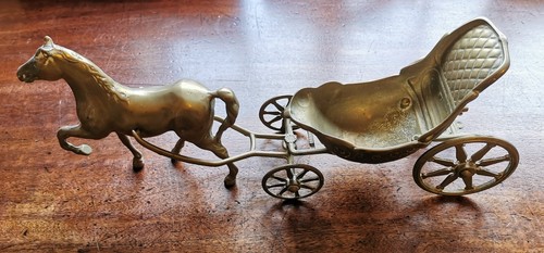 Vintage brass horse and - and, cart
