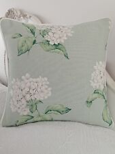 16" Laura Ashley Heligan Eau De Nil Hydrangea Cushion Cover Piped White